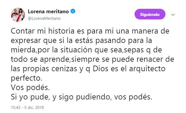Es así como la actriz nacida en Concordia, Argentina, resaltó que su historia de vida puede servir como inspiración para que otros afronten cualquier situación de la vida.
