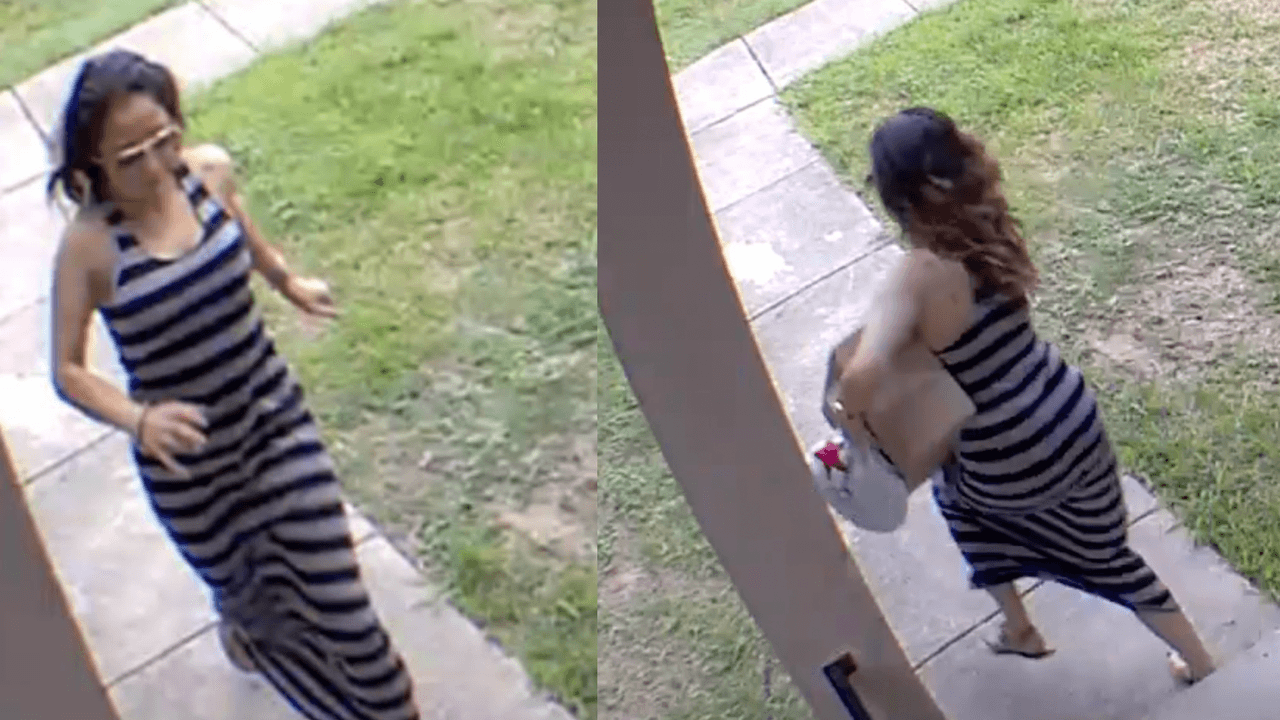 “Haz de cuenta que vuela”: captan a mujer llevándose un paquete en un porche y la denuncian