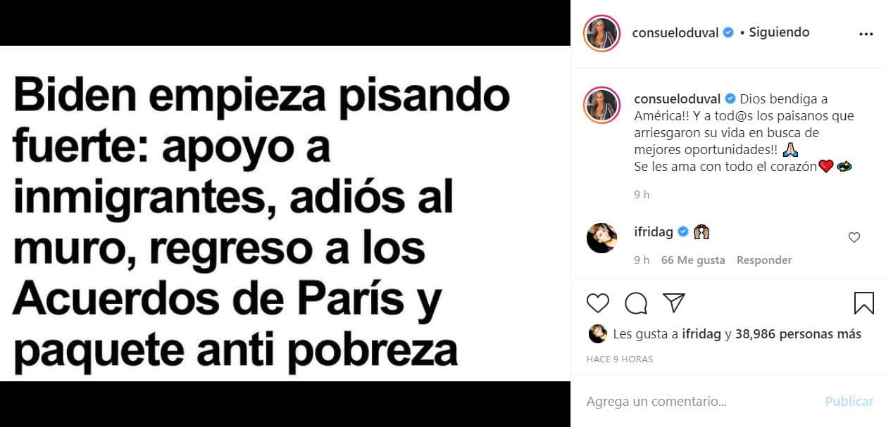 La comediante retomó este mensaje y lo compartió en su perfil.