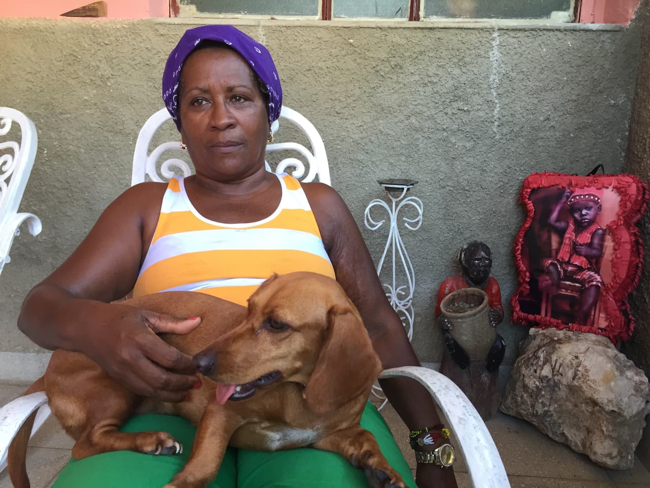 Regla Monte Rey's mother, Caridad Guerrero, 61, in Vieja Linda, a working class barrio of badly pot holed streets on the southern outskirts of Havana.
<br>