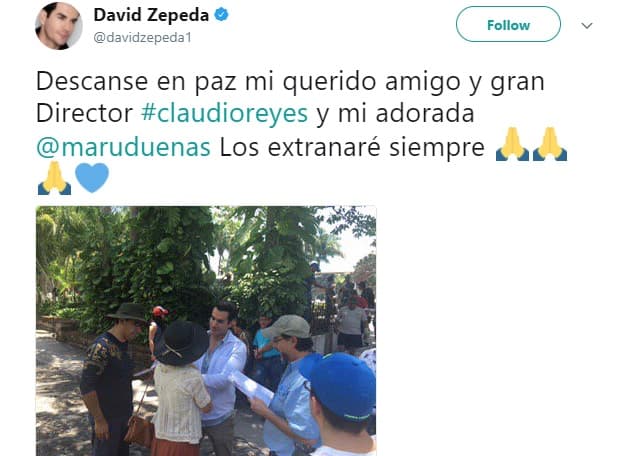 El actor David Zepeda ofreció sus condolencias para Maru Dueñas y Claudio Reyes, hijo de María Rubio.