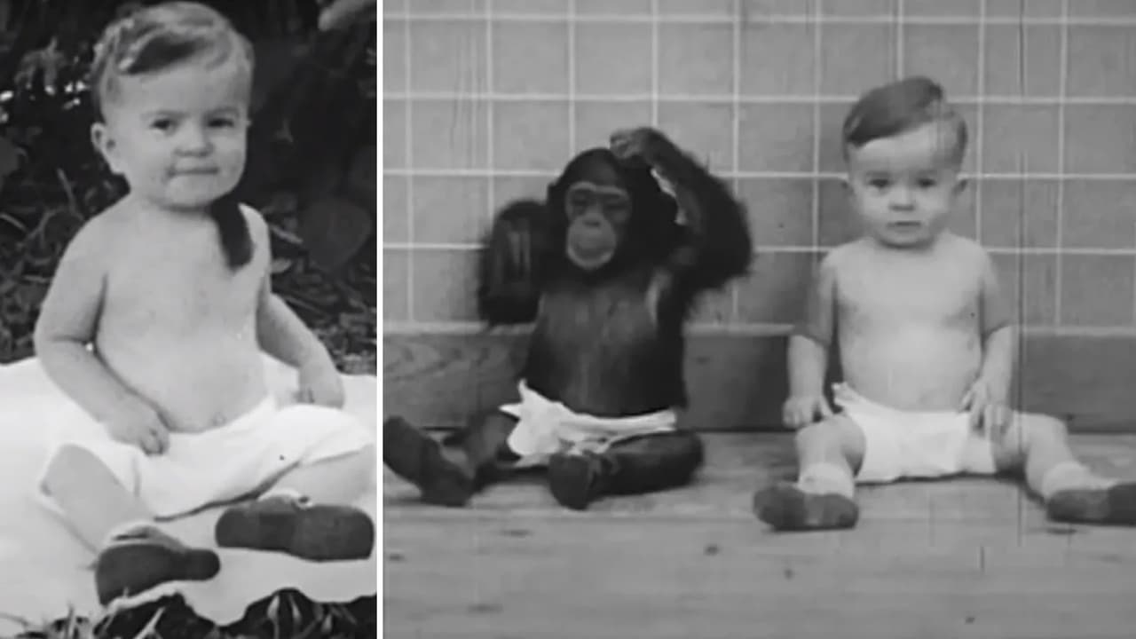 El polémico experimento Kellogg: intentaron criar a una chimpancé y a un bebé como hermanos y acabó en tragedia