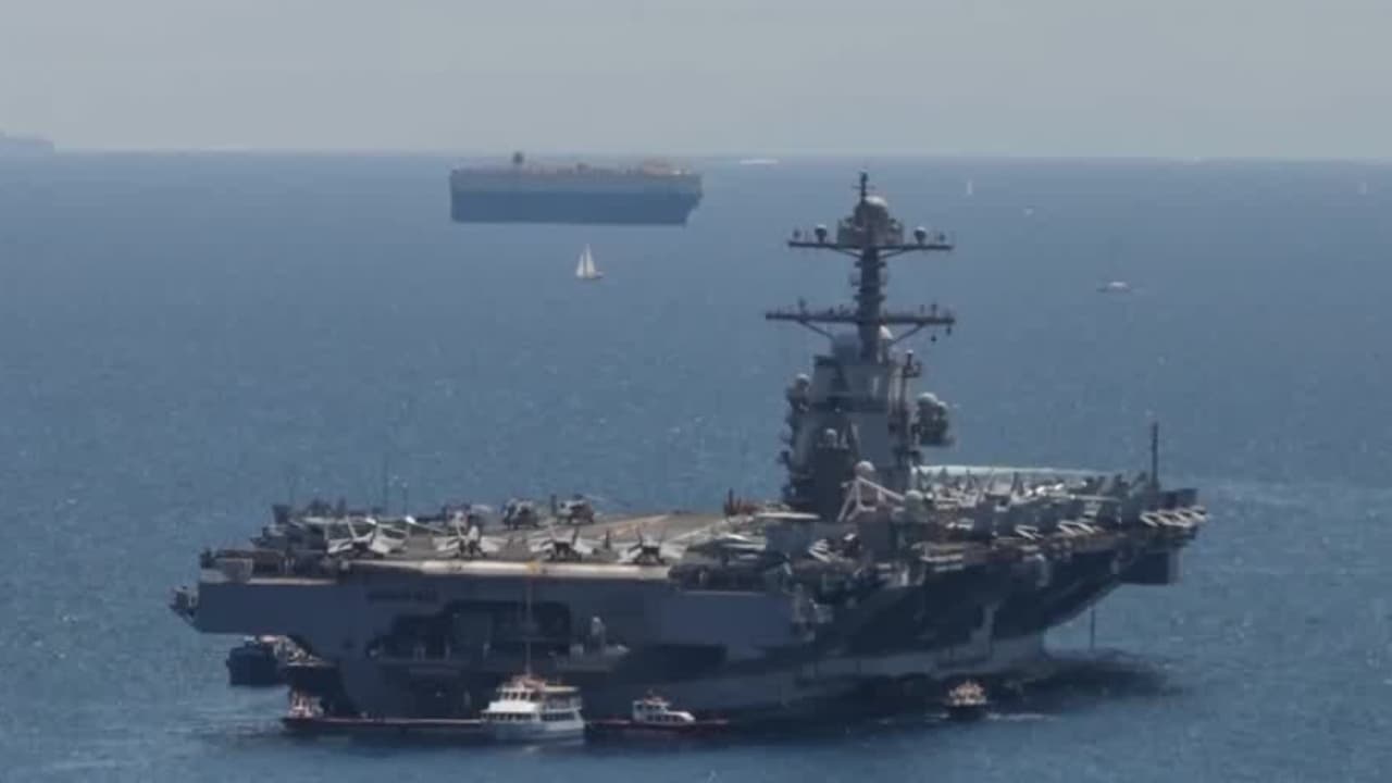 El portaviones USS Gerald R. Ford, el más grande y poderoso del mundo, llega al Caribe