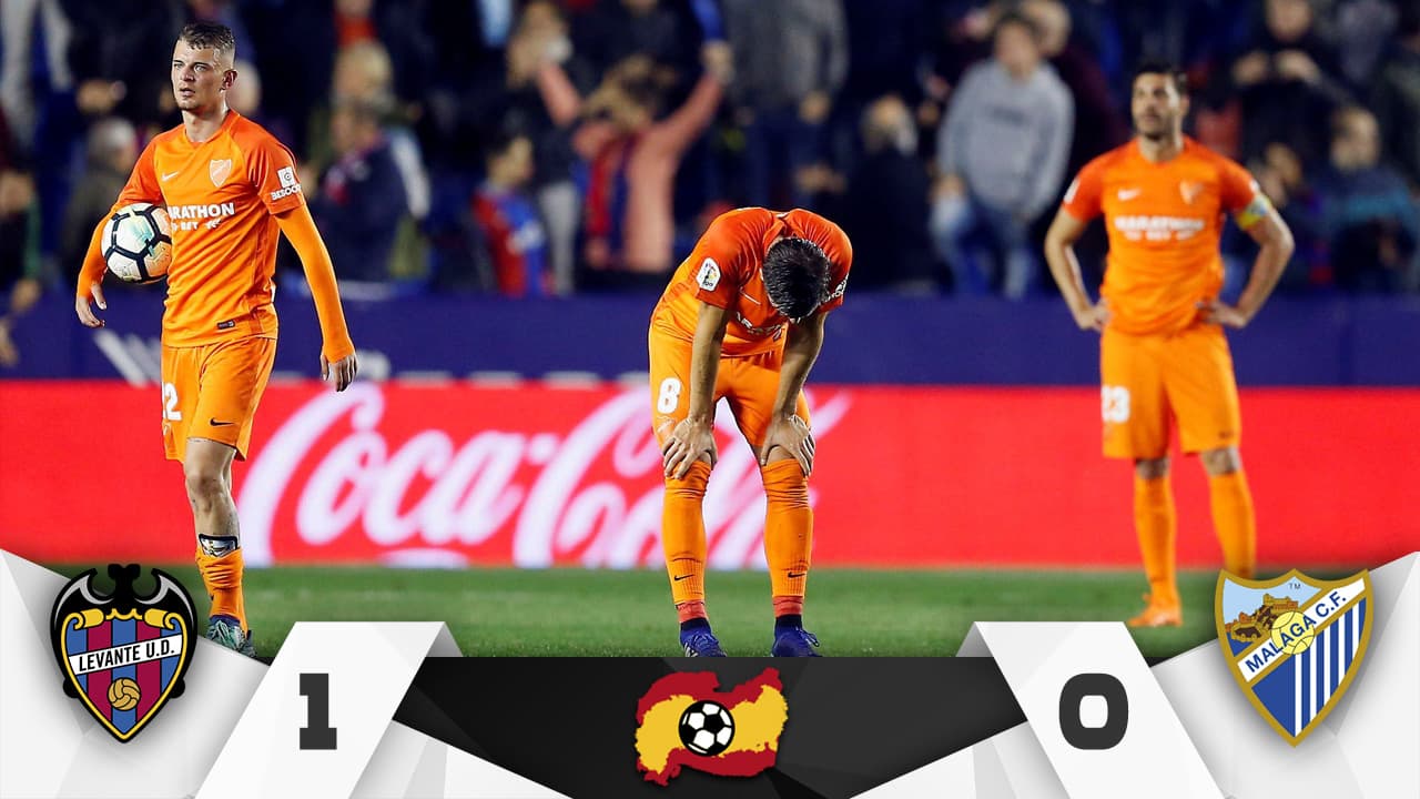 Málaga cae ante Levante y desciende tras 10 años en primera