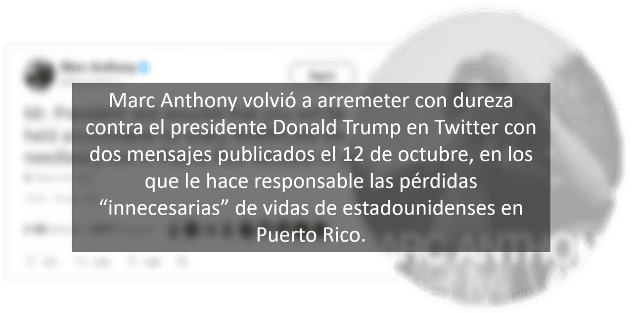Los mensajes de Marc Anthony y Donald Trump en Twitter.