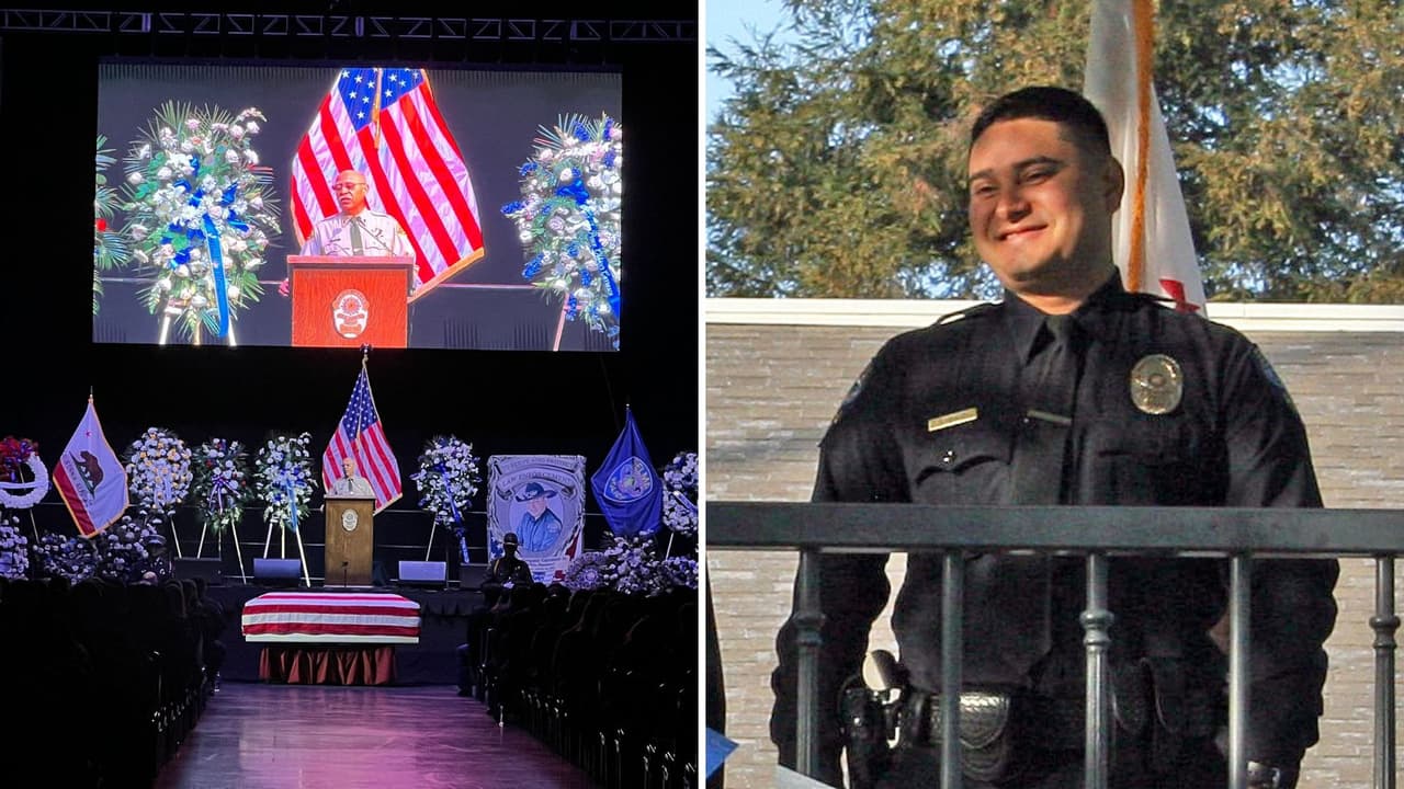 Así fue el último adiós al oficial Gonzalo Carrasco Jr., de 24 años, quien murió en un acto de servicio el pasado 31 de febrero en Selma, California.