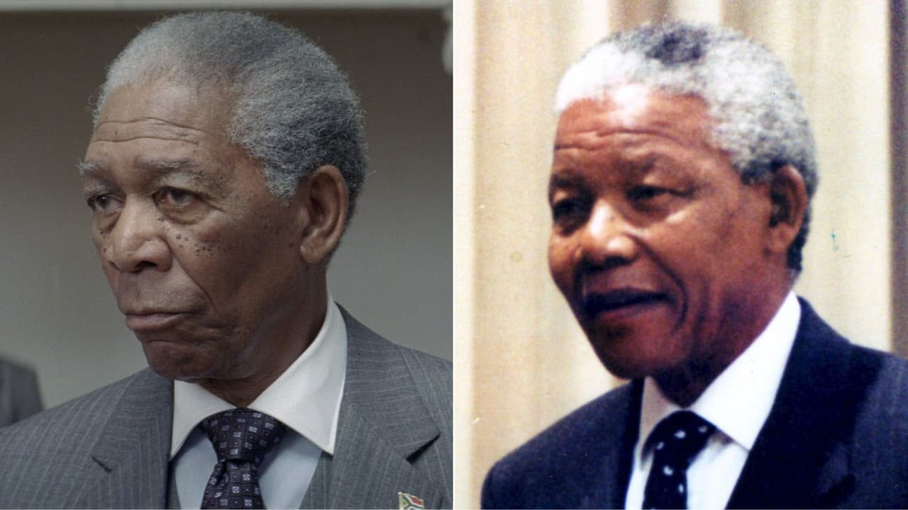 Morgan Freeman en 'Invictus' y Nelson Mandela