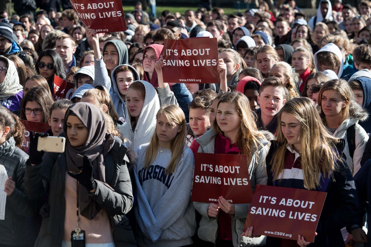 <b>Washington, DC. </b>Los estudiantes de la Universidad de Georgetown también protestaron en la capital del país.