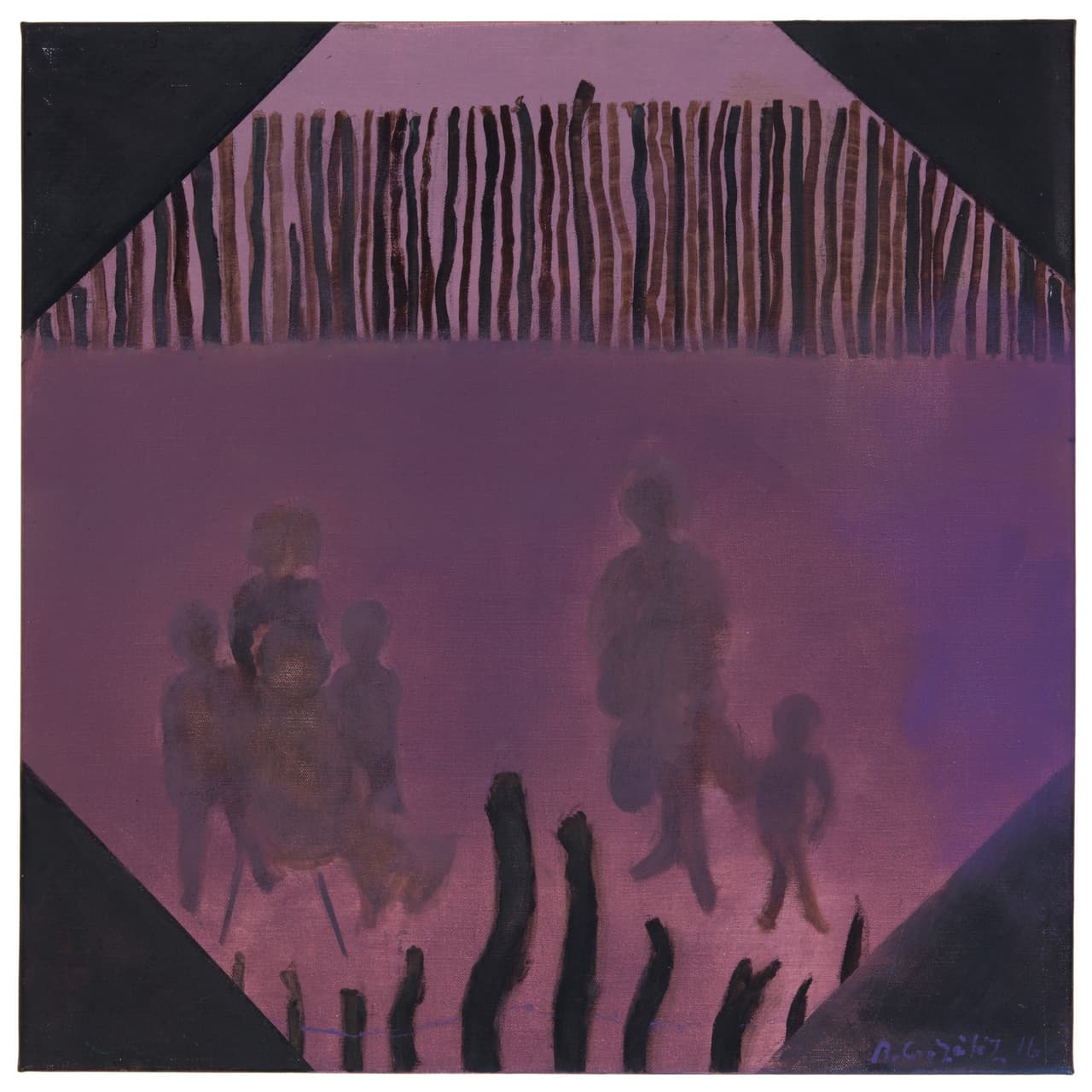 <b>Beatriz González</b>
<br>
<i>Colombia</i>
<br>Boceto para paisajes elementales: Aire en La Guajira, 2016
<br>Galerie Peter Kilchmann
<br>Pintura: óleo sobre lienzo
<br>Tamaño: 23.6 × 23.6 pulgadas
<br>Miami Beach Convention Center | C21