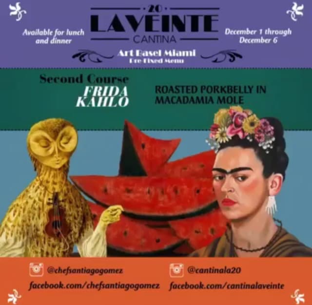 El menú de La Veinte para Art Basel