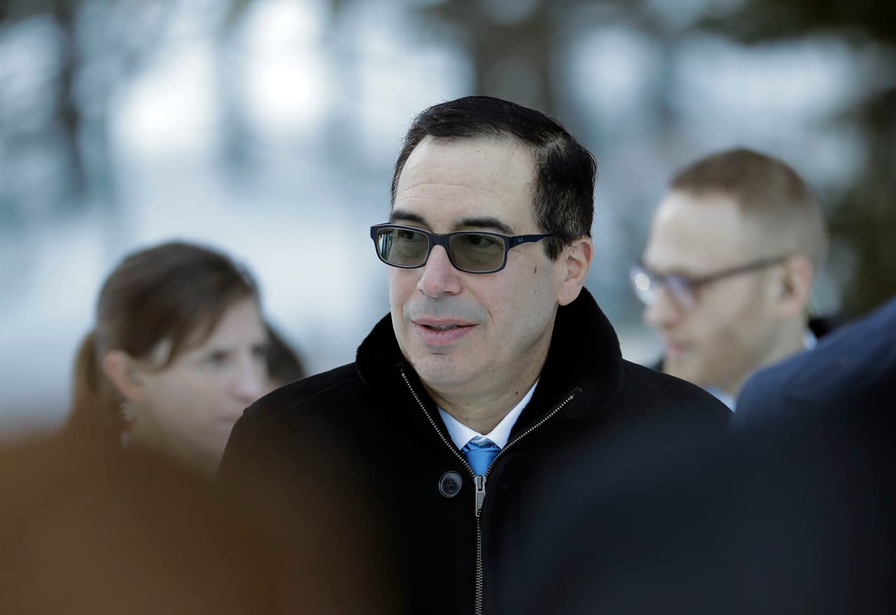 Steven Mnuchin, secretario del Tesoro de EEUU, en Davos, Suiza.