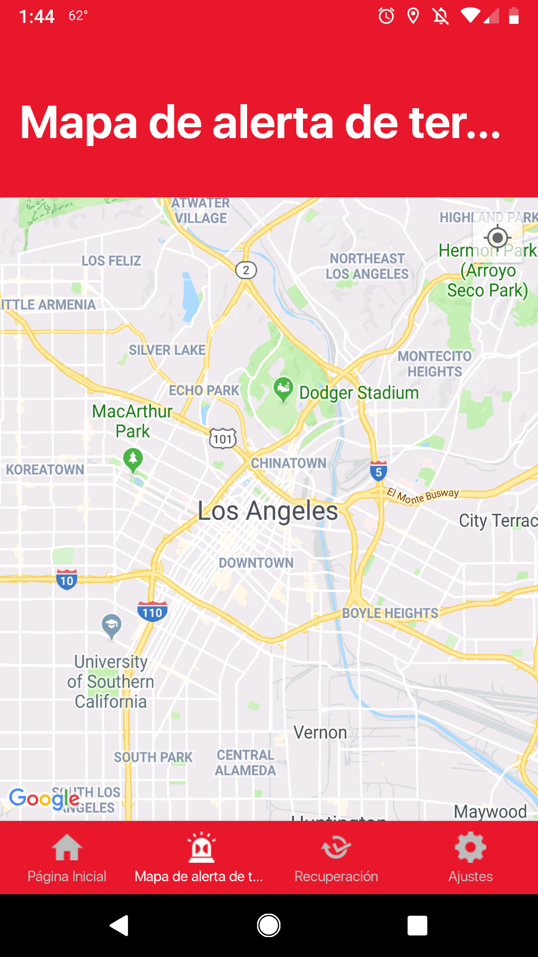 Shake Alert LA ofece un mapa en donde es posible ver el epicentro del temblor.