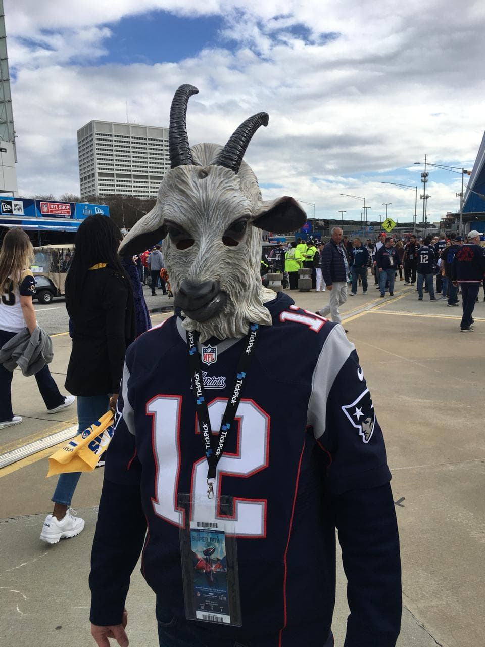 El G.O.A.T. una representación de Tom Brady por parte de un fanático de los Patriots.