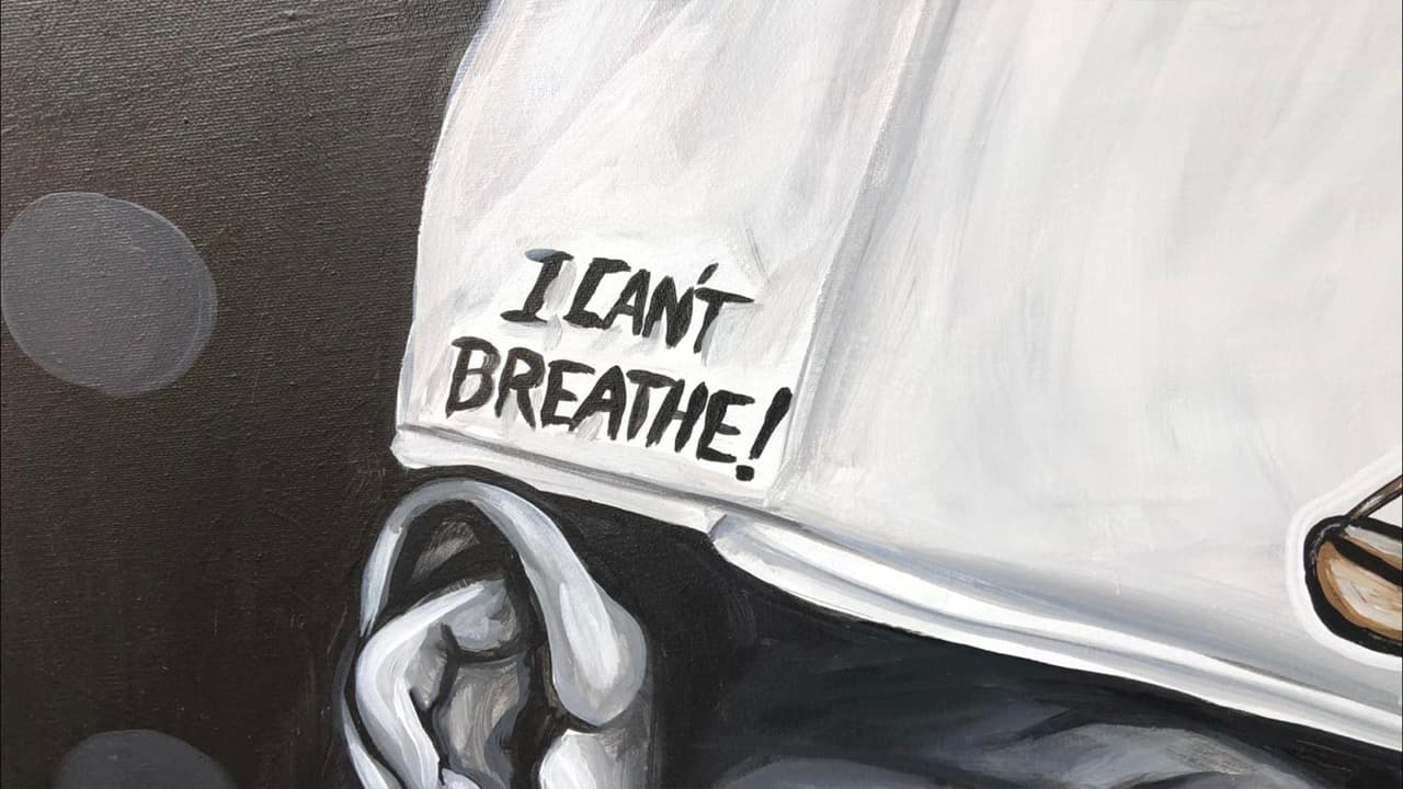 La pintura muestra las ultimas palabras que George Floyd decía antes de morir: “no puedo respirar”.