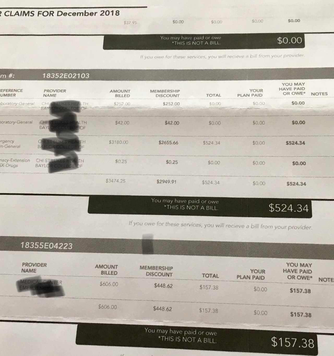 Esta es la "explicación de beneficios"que me mandó la aseguradora y que suele anteceder a las facturas médicas que luego uno recibe.