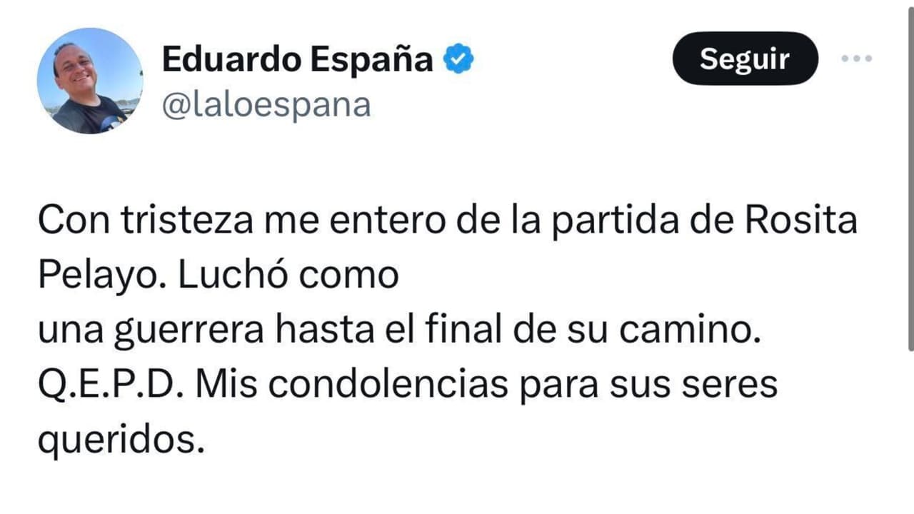 Lalo España expresó la "tristeza" que le dejó la noticia.