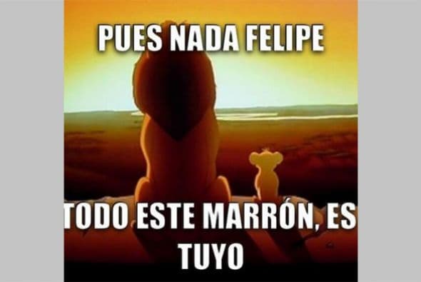 Aquí vemos el símil del Rey y de Felipe con los personajes de Disney Simba y Mufasa. (Imagen tomada de las redes sociales)