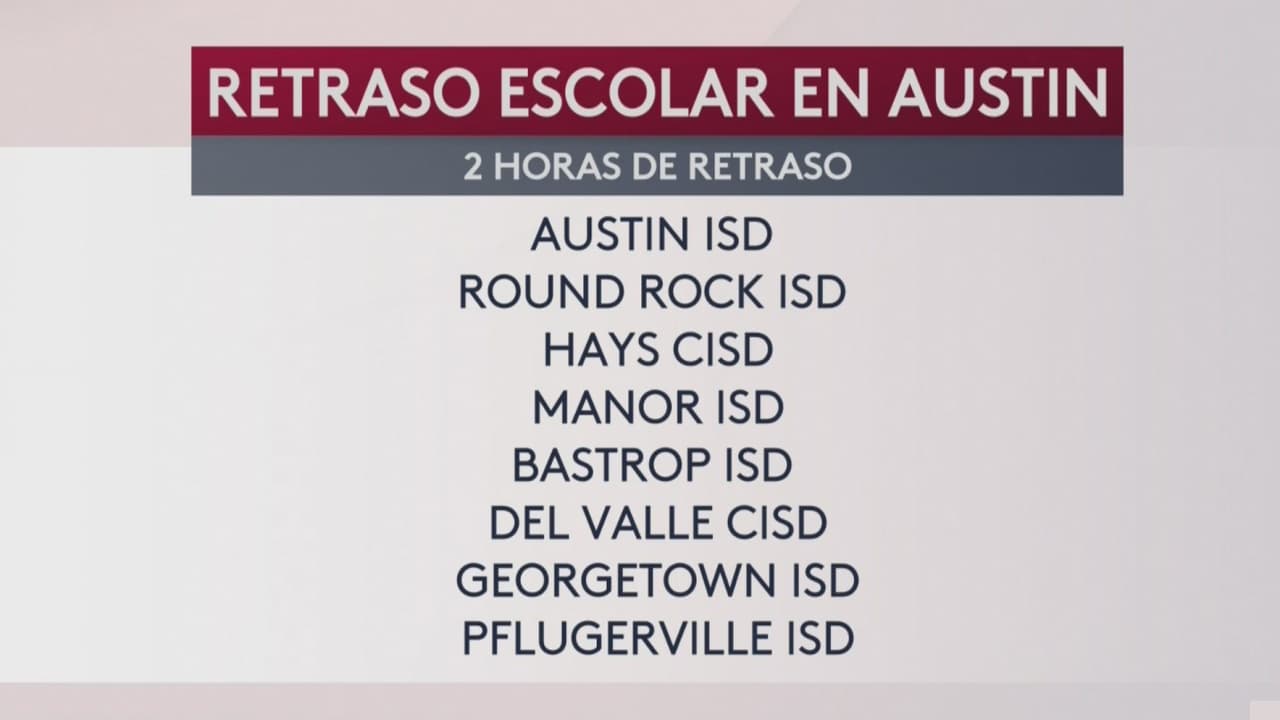 Anuncian retrasos en escuelas de Austin por condiciones del tiempo