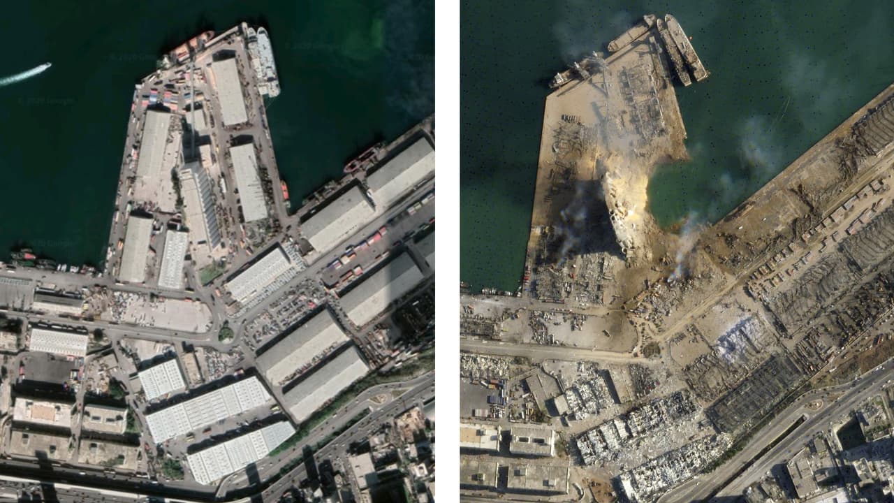 Fotografías interactivas: el puerto de Beirut antes y después de la monstruosa explosión