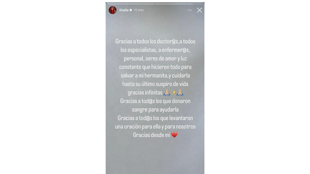 La cantante agradeció el trabajo de los médicos.