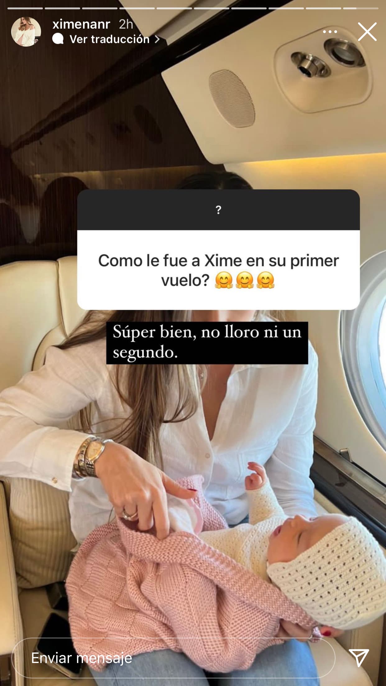 Un aspecto que llamó la atención fue que el pasado 28 de diciembre viajó con la niña en avión. Sus seguidores le cuestionaron si se asesoró antes de tomar el vuelo. 
<br>
