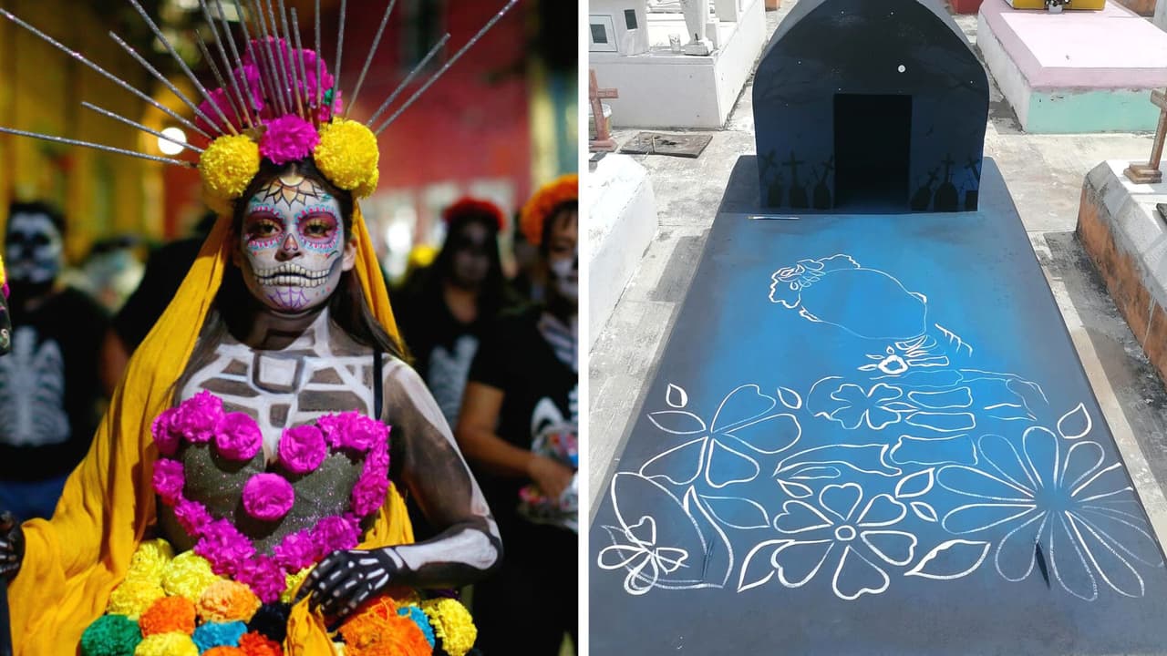 Decora la tumba de su abuelita con hermosa pintura hecha a mano: "Es una obra de arte"