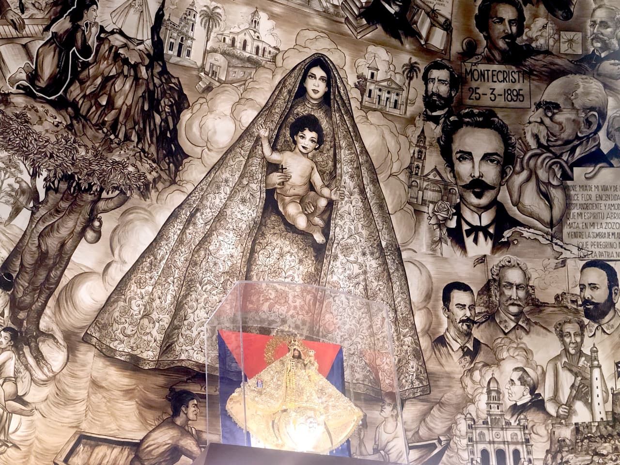 Esta obra, que estaba en la Arquidiócesis de la Habana, fue oculta en la embajada de Italia, trasladada a Panamá y finalmente traída a Miami en 1961.