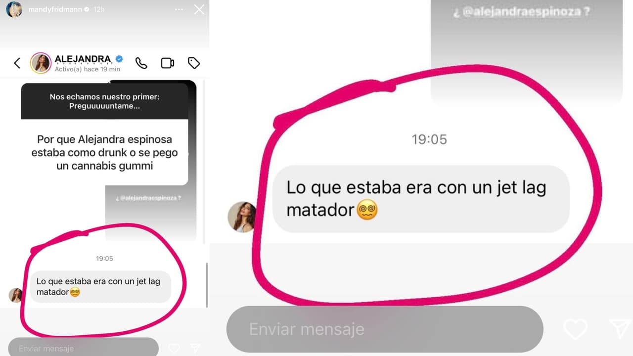 Alejandra Espinoza respondió así a la persona que preguntó por ella a través del Instagram de Mandy Fridmann.