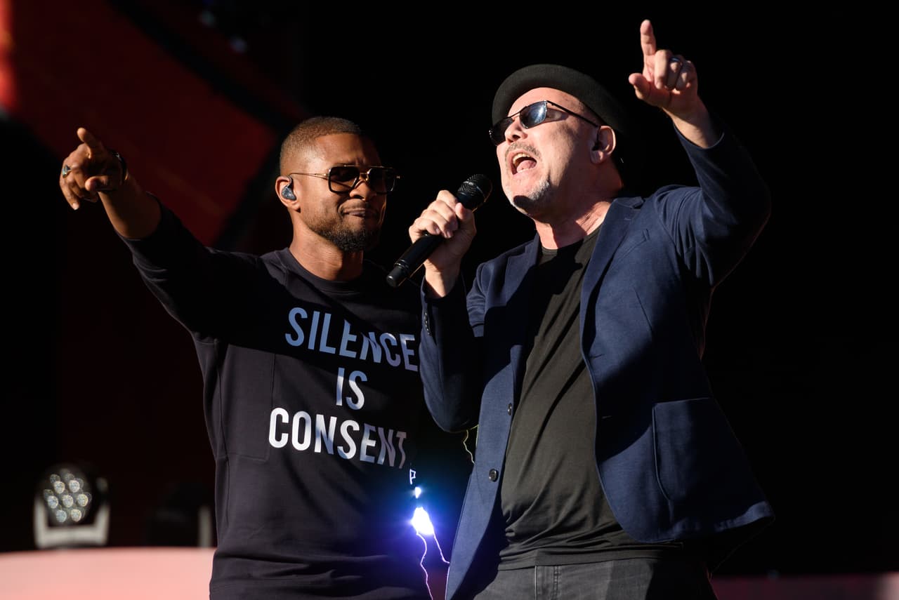 Usher y el panameño Rubén Blades cantaron junto a un coro de niños kenianos 'Champions Together'.