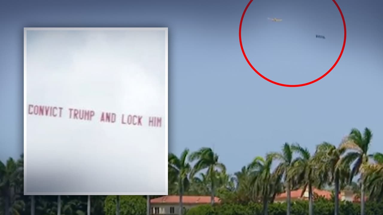 Pancartas dirigidas a Trump sobrevuelan su propiedad en Mar-a-Lago
