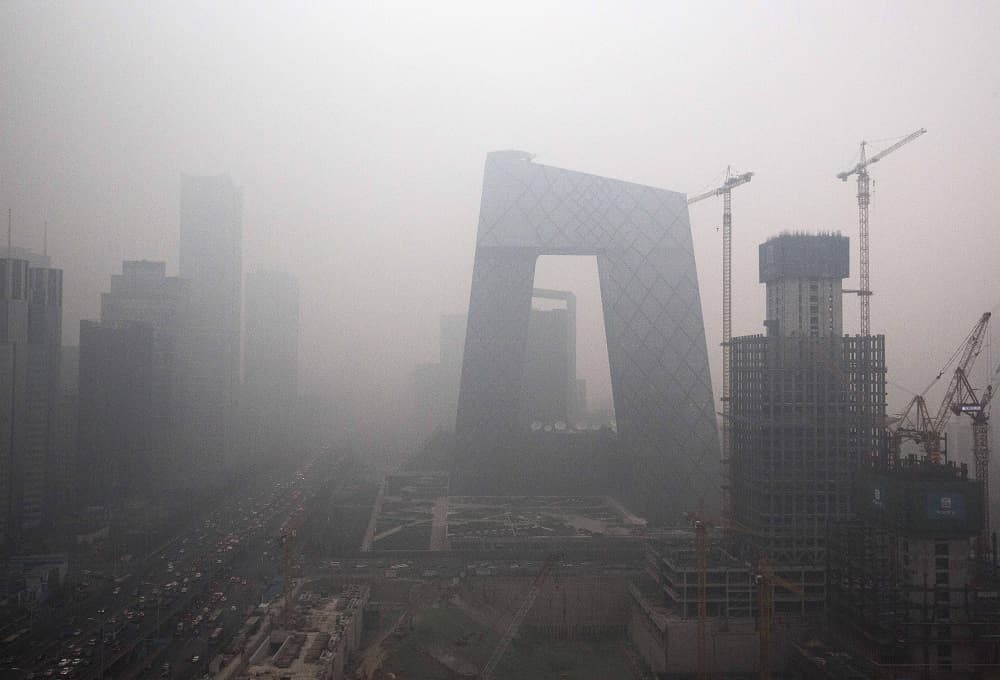 El distrito financiero de Pekín en penumbras