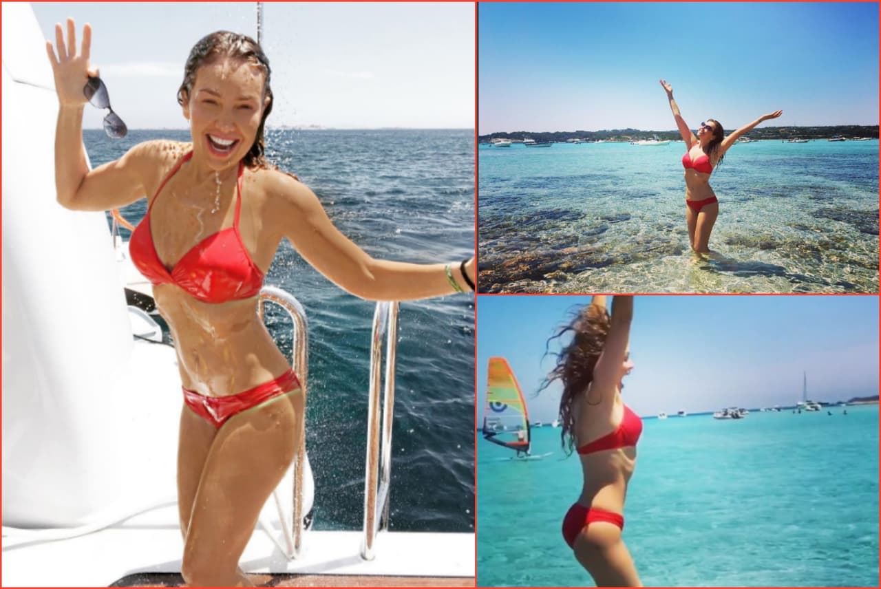 Thalía se la está pasando increíble descansando un poco en la playa.