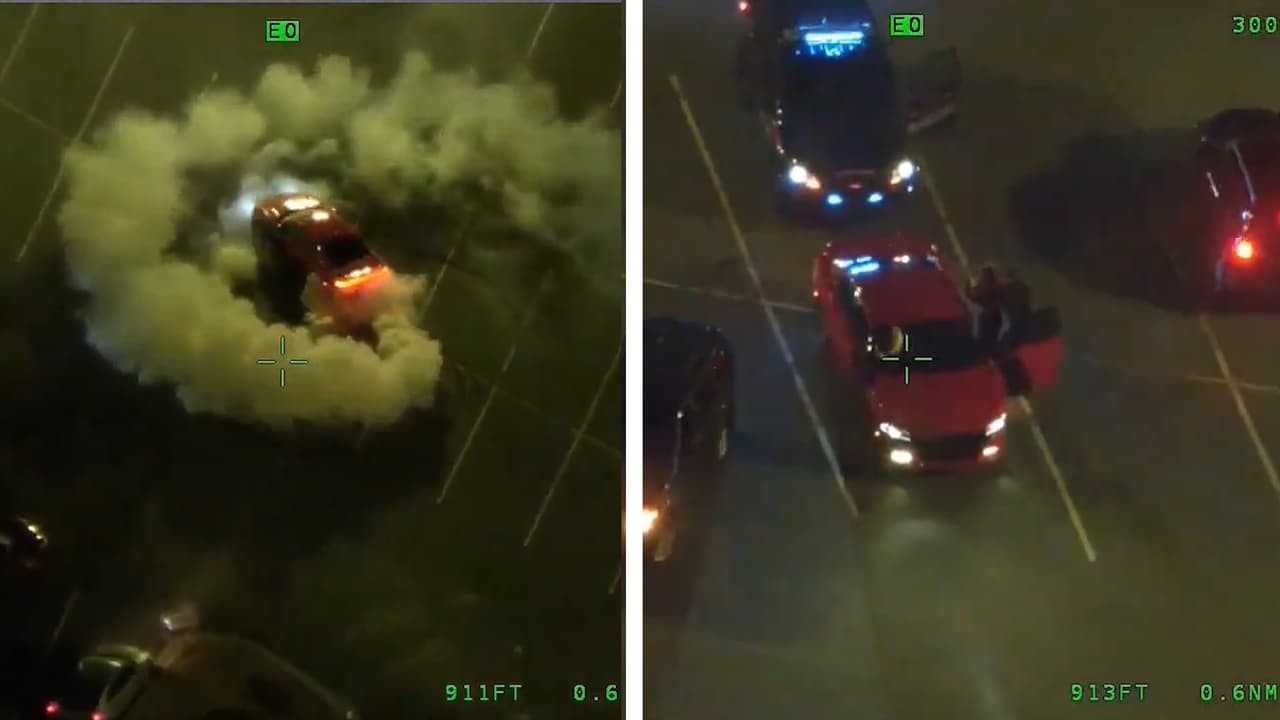 Capturan infraganti a conductor durante derrape en un estacionamiento en Atlanta