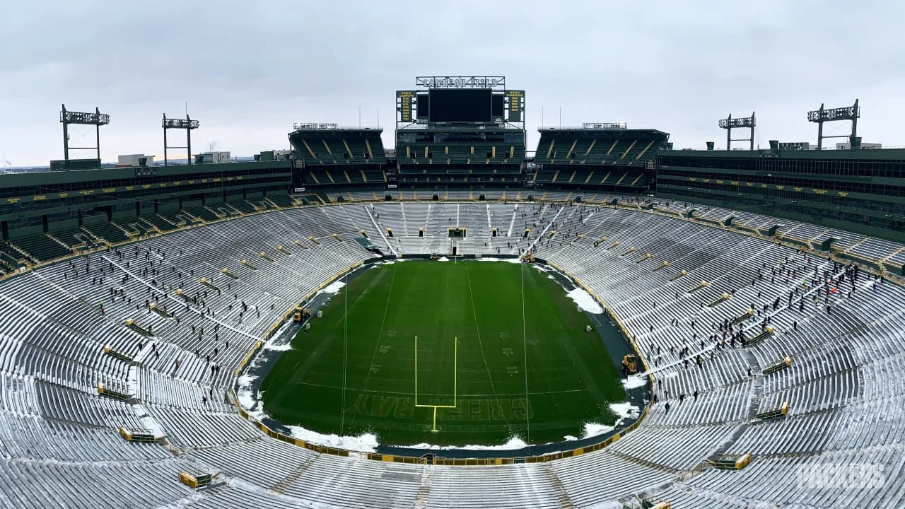 Así lució esta mañana Lambeau Field dias antes del juego entre Packers y Seahawks.