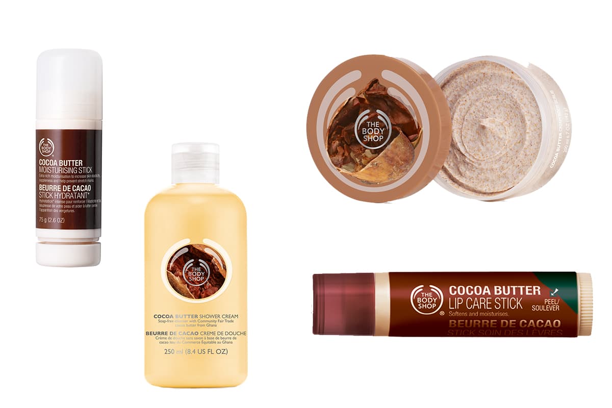 Cocoa Los seis productos de The Body Shop tienen un precio muy accesible. Sus texturas y aroma son adictivos.