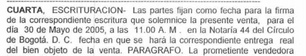 <b>Facsímil de la promesa de compraventa entre la iglesia y la empresa vendedora </b>