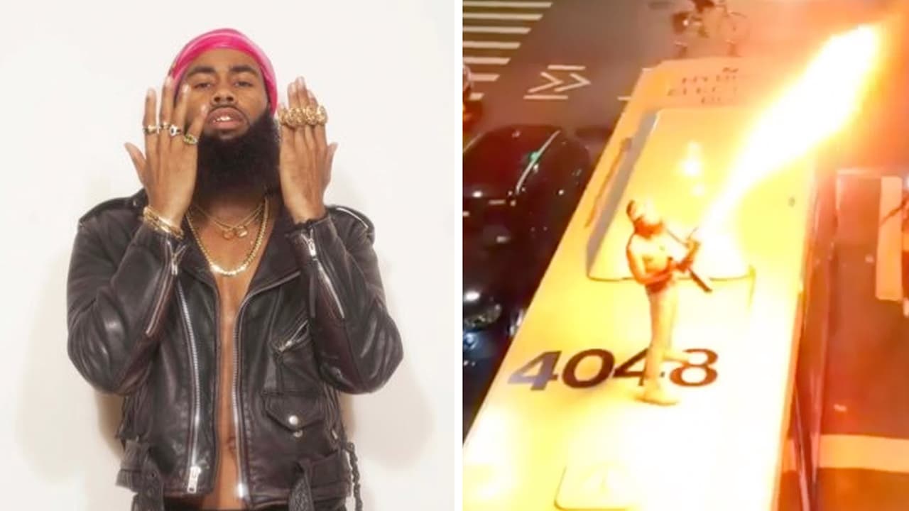 Hombre que fue grabado disparando un lanzallamas desde un autobús se entrega a la policía