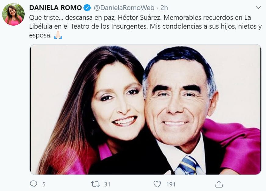 <b>Daniela Romo</b> pudo trabajar con el histrión en los escenarios teatrales, por lo que compartió una fotografía a su lado.