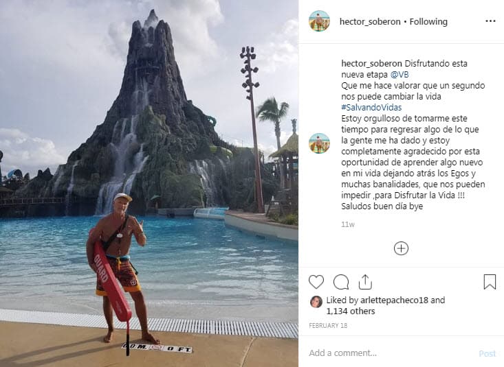 Soberón admite que cuando comenzó le daba pena que lo vieran como salvavidas: "Al principio sí. También cuando llegaba a casa con el cuerpo quemado me soltaba a llorar , pero ahora estoy orgulloso de mi trabajo porque es lo que me permite sacar adelante a mi familia".
<br>