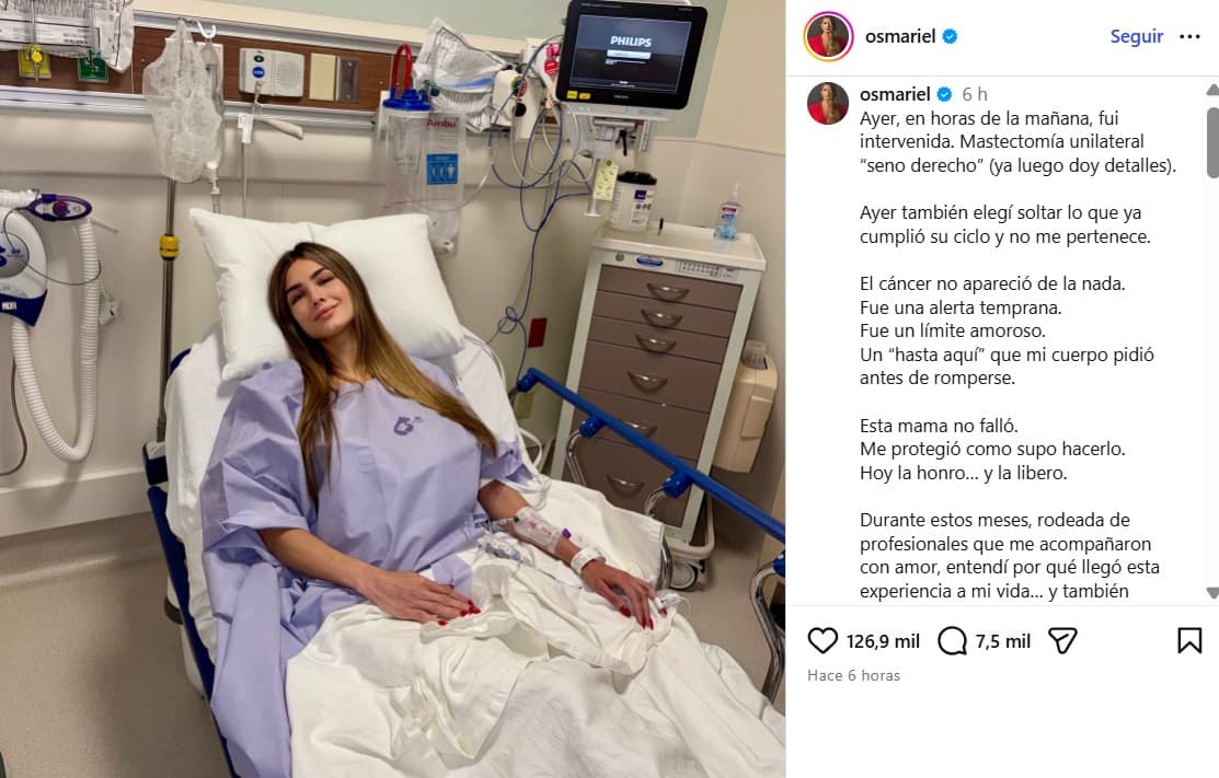 Osmariel Villalobos compartió que le realizaron una cirugía.