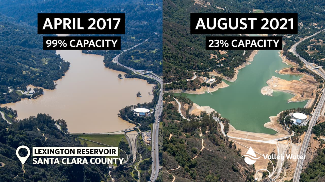 En todo el estado, los embalses también están alcanzando mínimos históricos, dijo la agencia. En la foto se muestra el embalse de Lexington.
<br>