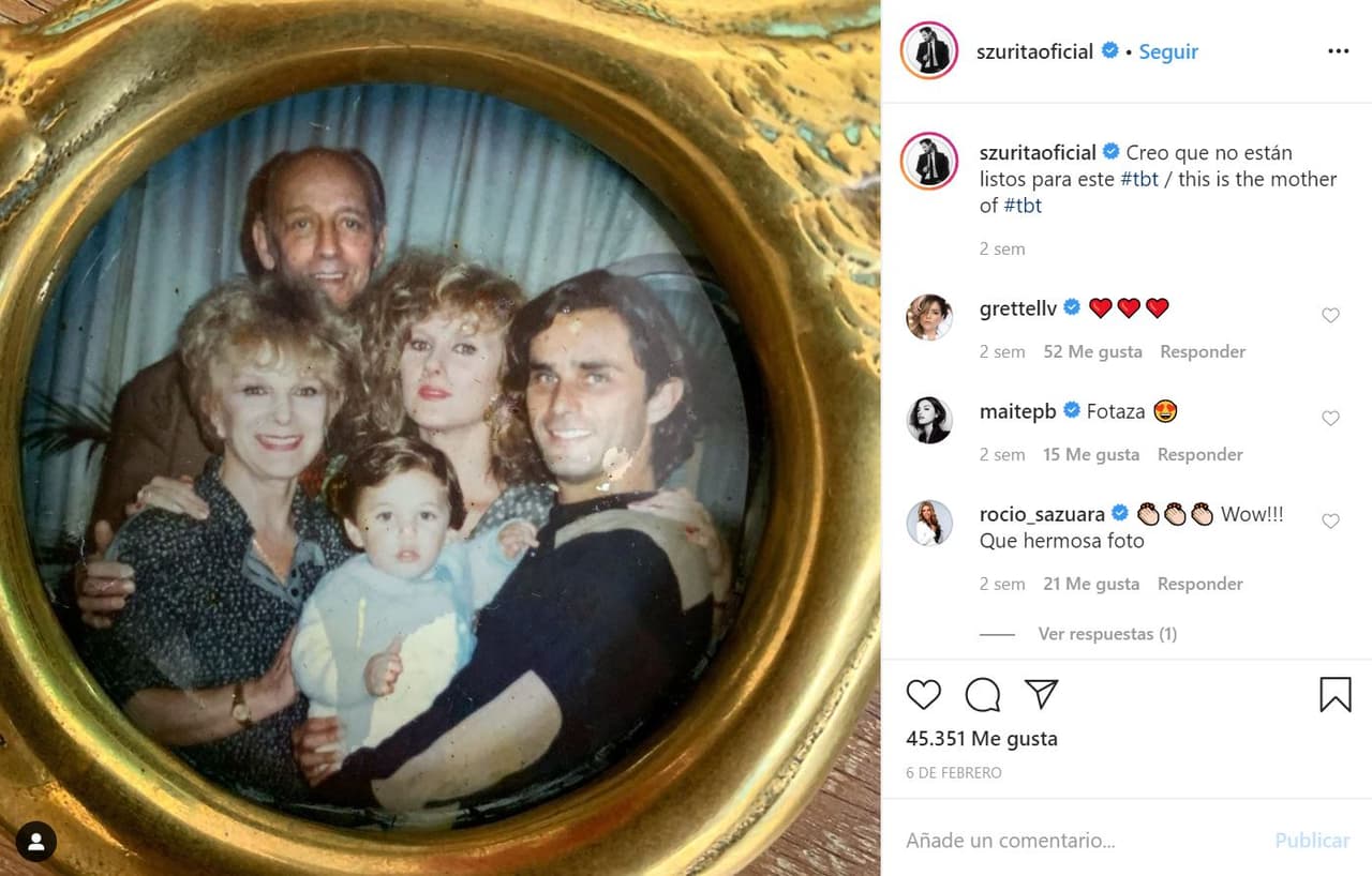 Ese mismo día, Sebastián Zurita publicó una imagen en la que aparece en los brazos de su padre. "Creo que no están listos para este 
<a href="https://www.instagram.com/explore/tags/tbt/">#tbt</a> / esta es la madre del #tbt".