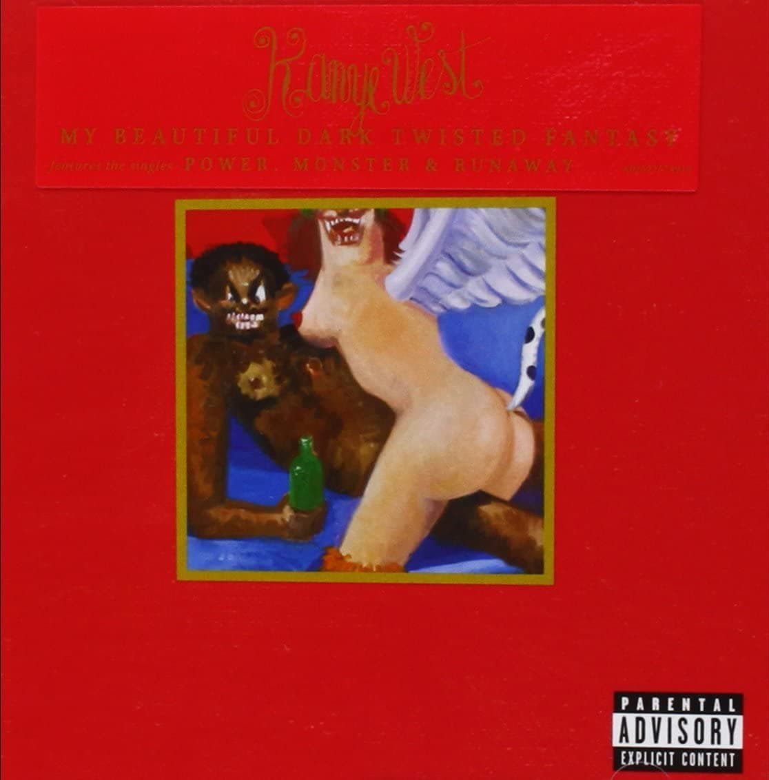 Kanye West promocionó el álbum ‘My Beautiful Dark Twisted Fantasy’ con una portada diseñada por el artista George Condo que representaba al rapero debajo de una mujer alada sin brazos.