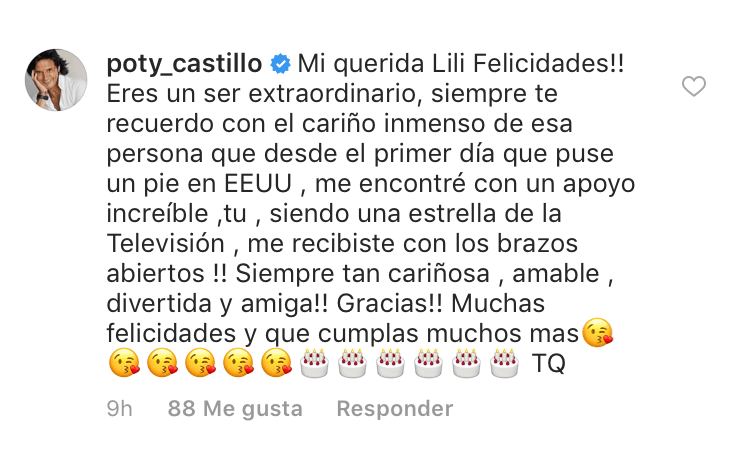 Poty Castillo, exjuez de Mira Quien Baila, dedicó unas emotivas palabras a Lili, exaltando la calidad humana de la conductora.