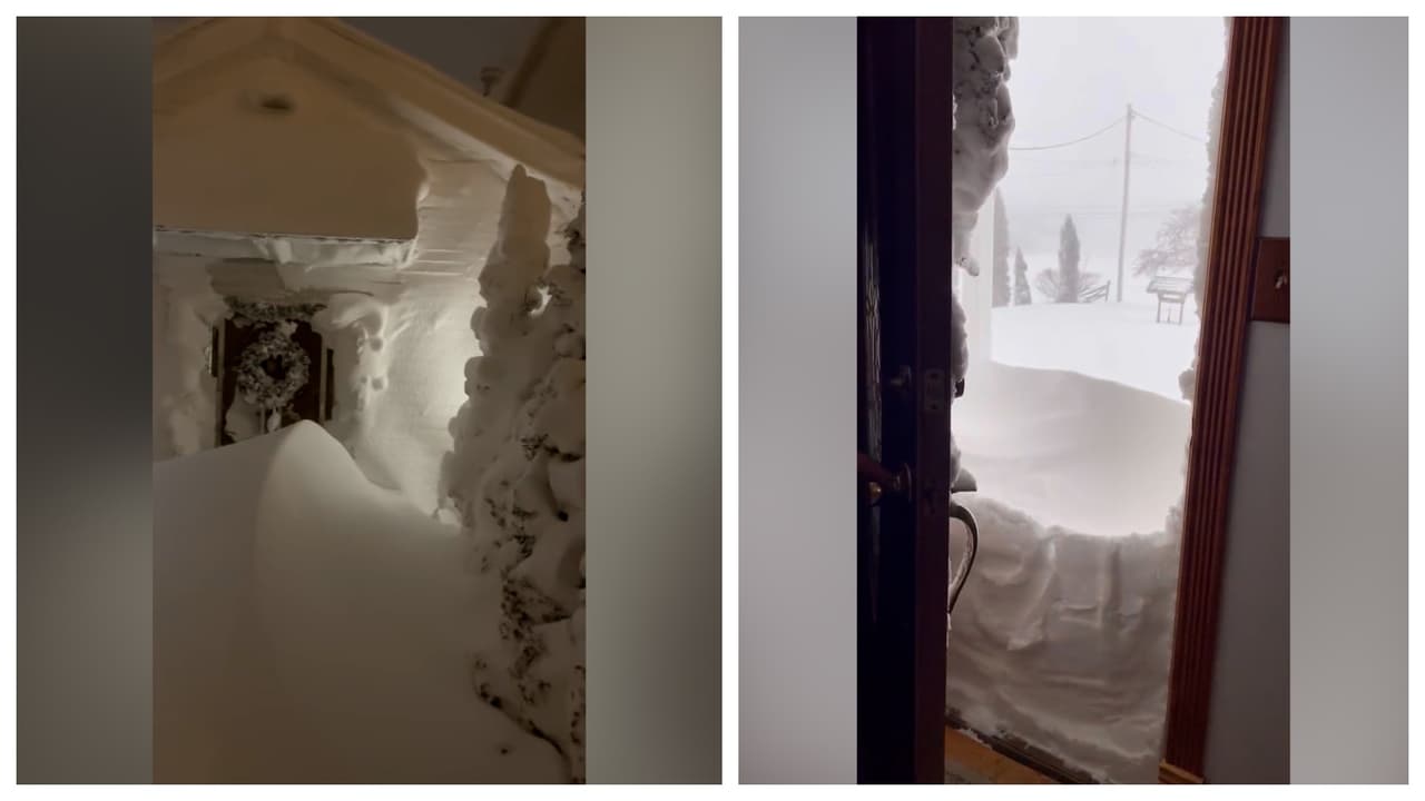 Residentes de Buffalo abren la puerta de su casa y se topan con montañas de nieve 