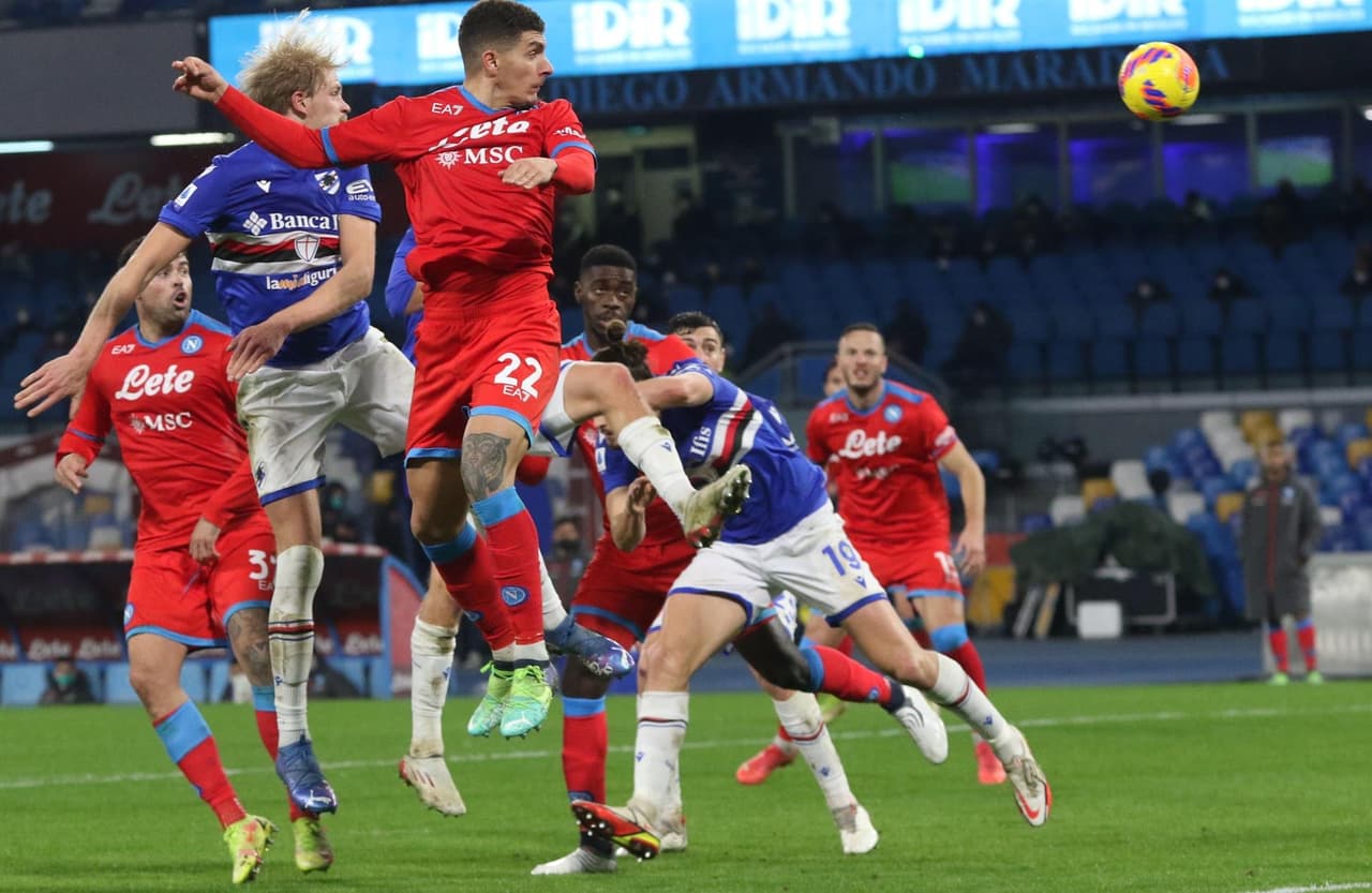 Napoli derrota por la mínima a la Sampdoria con anotación de Andrea Petagna al 43' durante la J21 en la Serie A. Hirving Lozano aún no se ha podido incorporar tras resultado positivo de COVID-19.