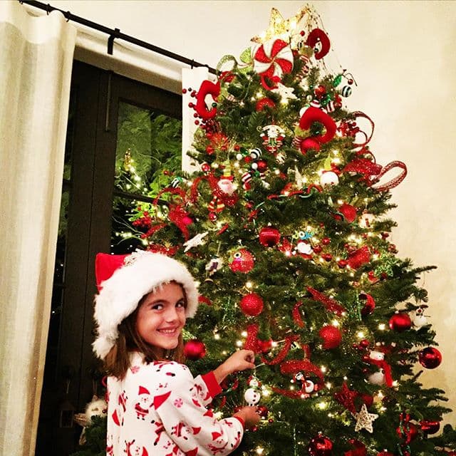 En casa, su nena Anja le ayudó muy felizmente a poner el arbolillo de Navidad.