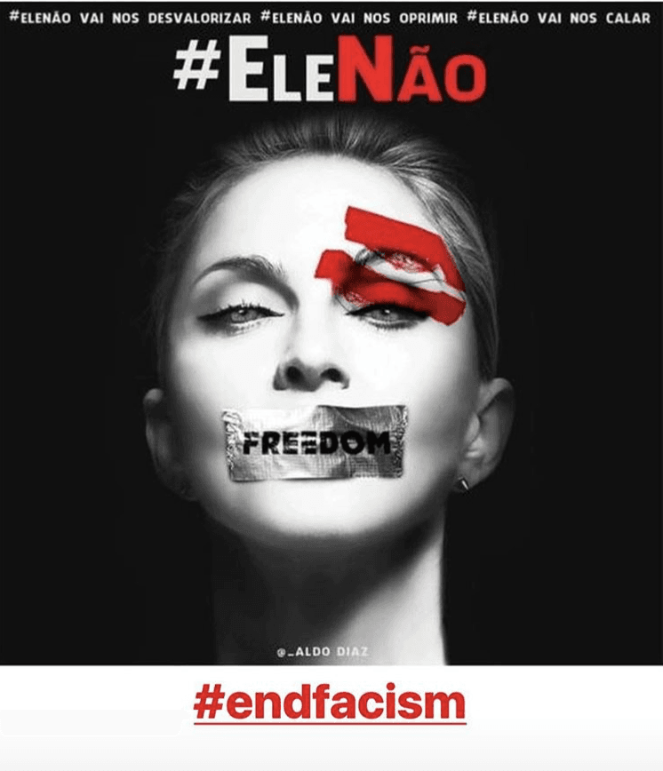 #EleNao, la respuesta de las brasileñas al candidato ultraderechista Bolsonaro (a la que se ha unido hasta Madonna)