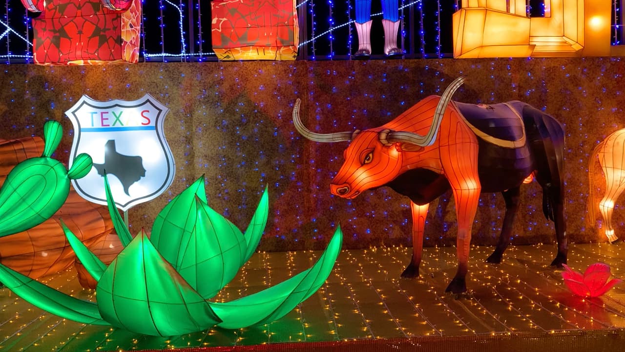 Los símbolos texanos son parte de la exhibición de Magical Winter Lights al sureste del estado.