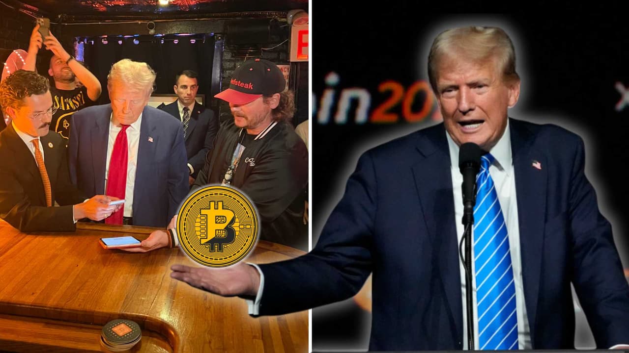 El momento en que Trump compra hamburguesas con Bitcoin en un bar de Nueva York